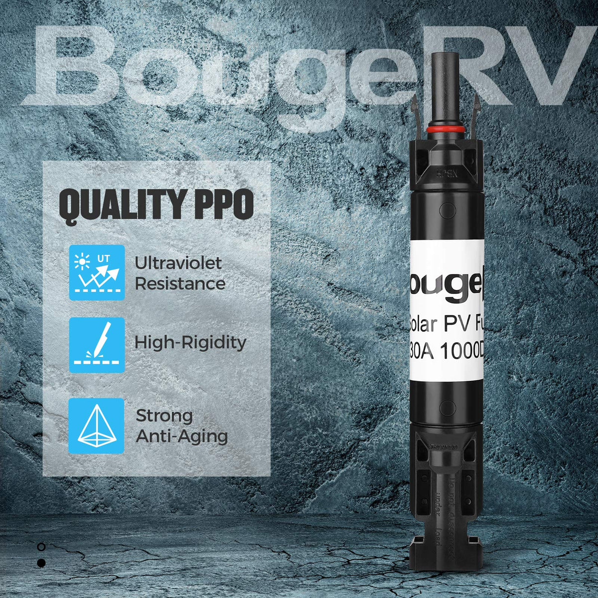 BougeRV UV-resistant PPO housing withstands sun exposure.