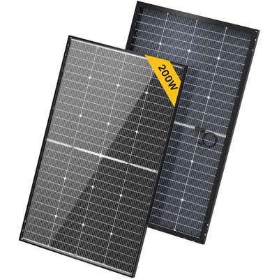 BougeRV 12V N-Type 16BB 200W front view ideal for RVs roof setups.