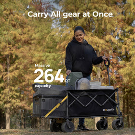 BougeRV Electric Wagon climbs a 15-degree slope with dual motors on rough terrain.