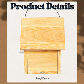 BoughPeace wooden bird house entrance detail and perch, supports feeding and chick guarding.