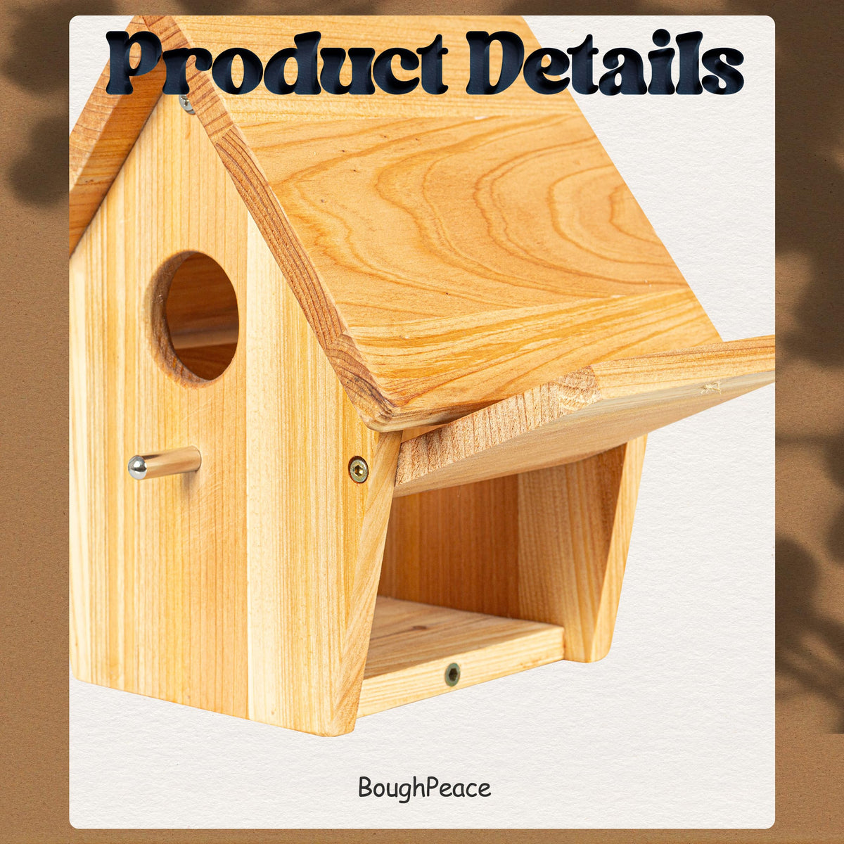 BoughPeace outdoor bird house easy to place on a tree branch or fence.