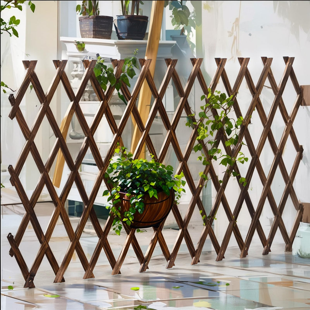 Bounmer weatherproof cedar trellis supports light plants and resists warping
