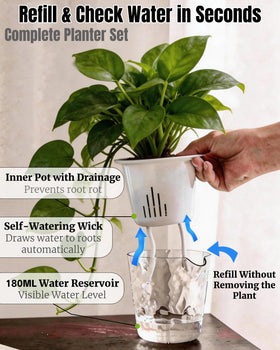 BovcTrraann self-watering pot watering port lets you refill without disturbing plants