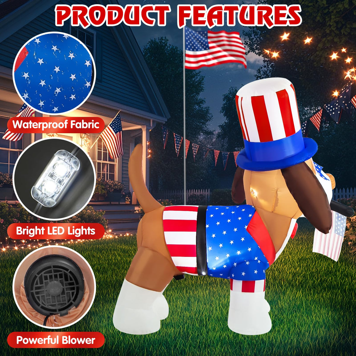 Boveco LED lit Independence Day inflatable adds bright patriotic ambiance
