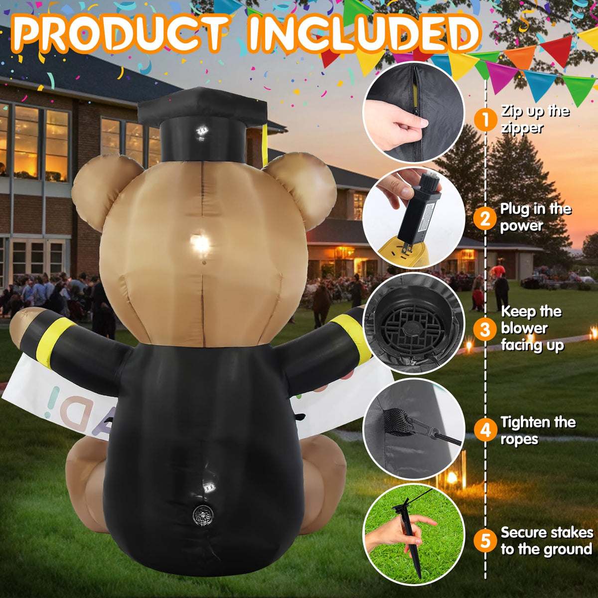 Boveco LED lights illuminate yard for a welcoming after-dark ambiance.