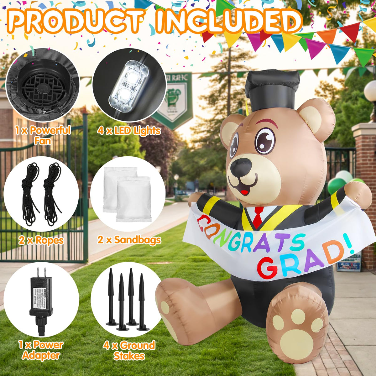 Boveco durable yard decor includes stakes, ropes, and sandbags for stability.