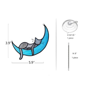 BOXCASA sleeping cat on moon suncatcher lends a tranquil glow to interiors.