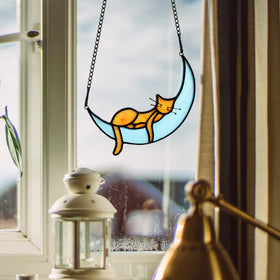 BOXCASA home decor cat design enhances sunny windows with color.