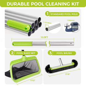 BoxedHome 17.5in fine mesh skimmer net captures leaves and debris efficiently.
