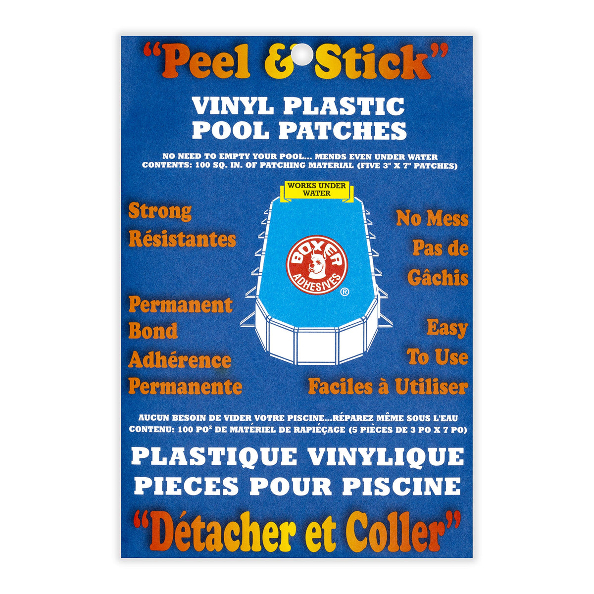 Boxer Adhesives pool patch under water application seals leaks without draining.