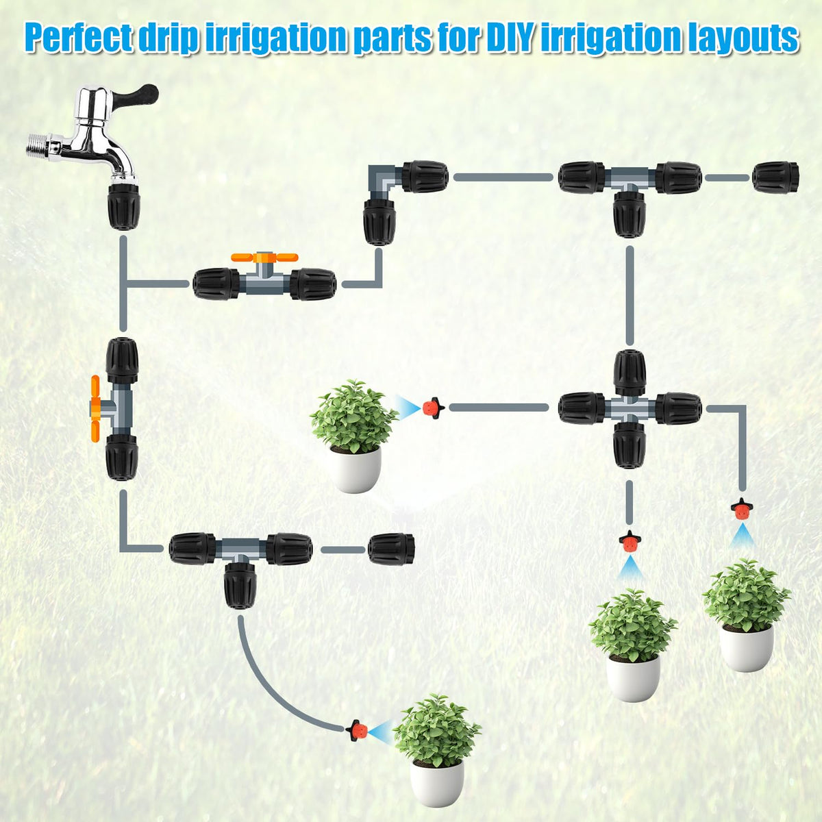 BOXOB 1/2-inch end cap set, easy to reuse for garden irrigation.