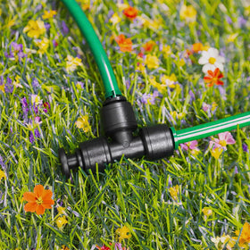 BOXOB garden greenhouse end cap compatible with micro-sprinklers for tidy layouts.