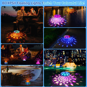 BOXPSII lights used as garden decorations hanging from a tree