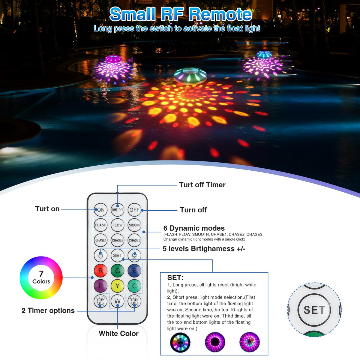 BOXPSII light floating in pool demonstrates waterproof performance underwater