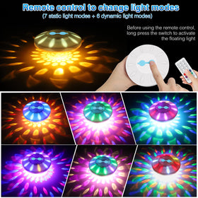 BOXPSII floating pool lights on water surface showing color changing glow