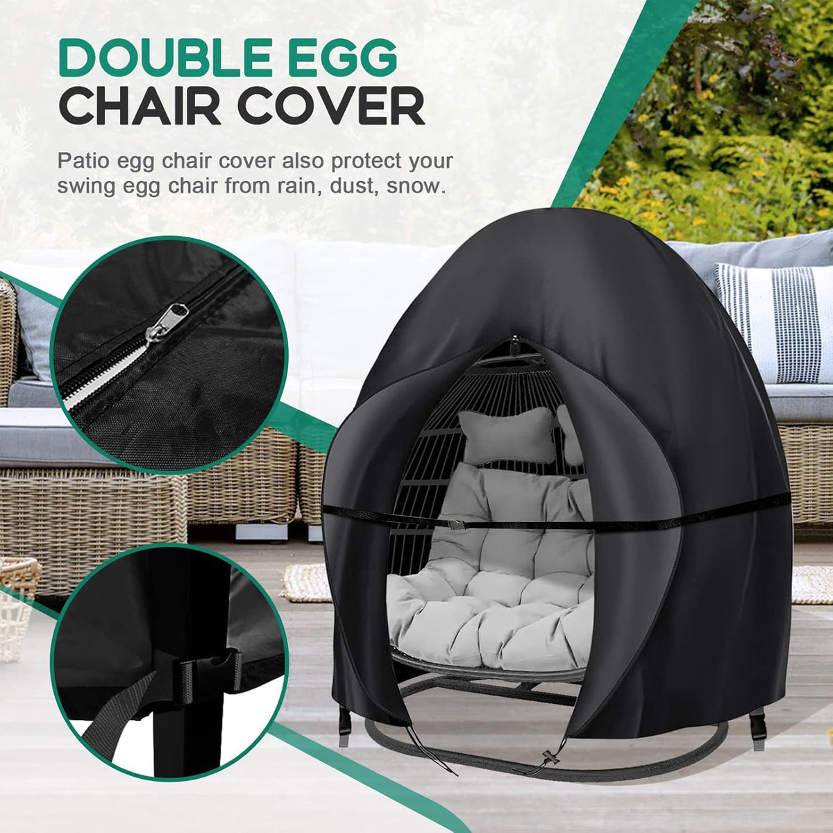 Boyspringg cover with adjustable ties proving secure attachment on windy days
