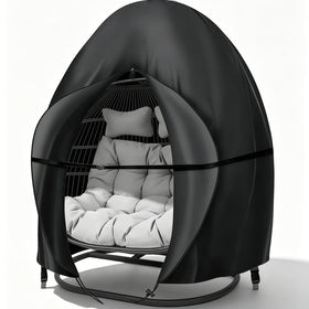 Boyspringg patio egg chair cover front view with secure oversized fit for double chairs