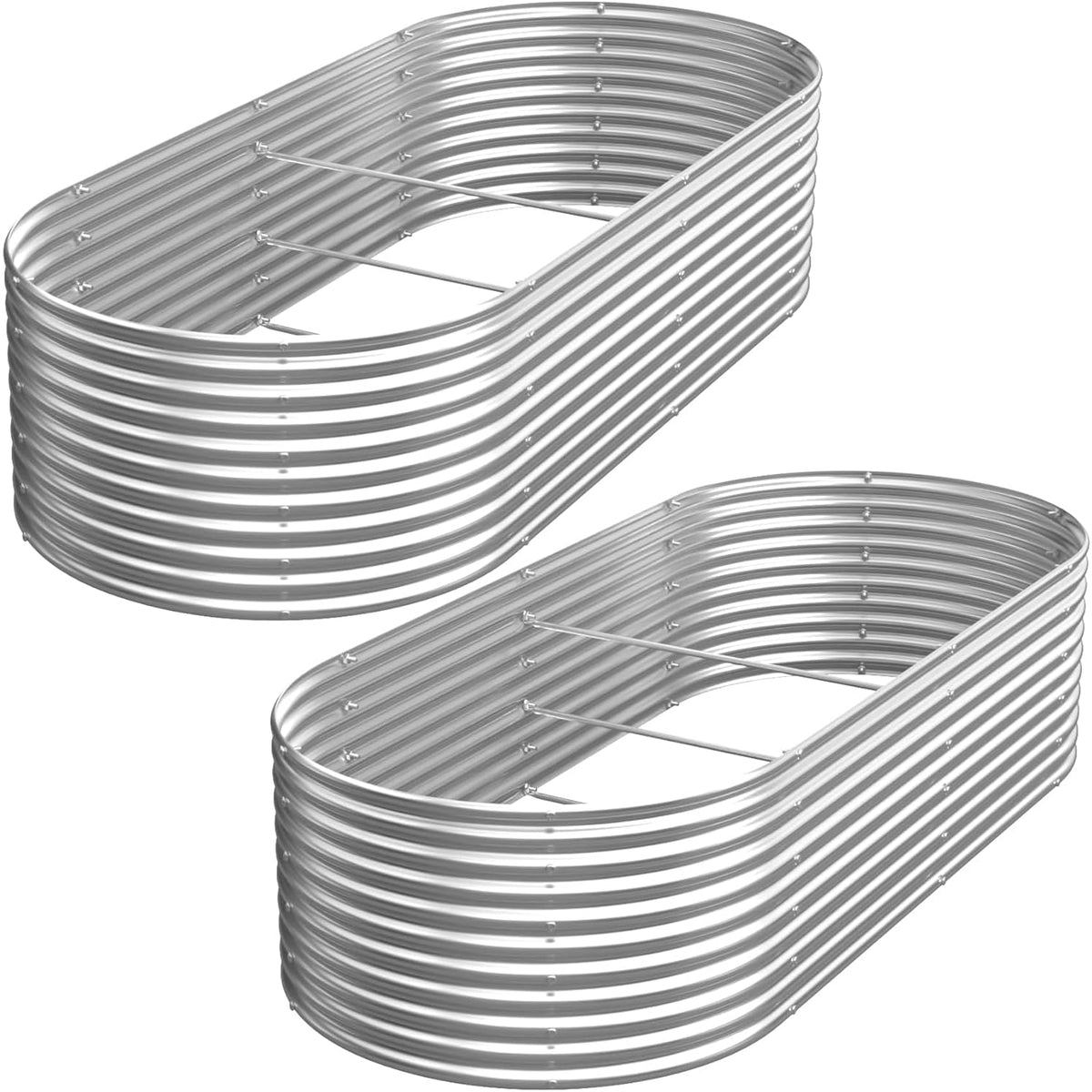 BOYVEN 2-Pack Tall 8x4ft corrugated steel raised bed exterior, durable outdoor gardening for vegetables and flowers