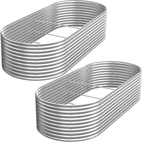 BOYVEN 2-Pack Tall 8x4ft corrugated steel raised bed exterior, durable outdoor gardening for vegetables and flowers