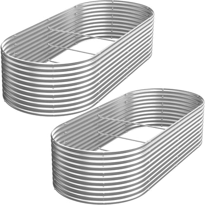 BOYVEN 2-Pack Tall 8x4ft corrugated steel raised bed exterior, durable outdoor gardening for vegetables and flowers