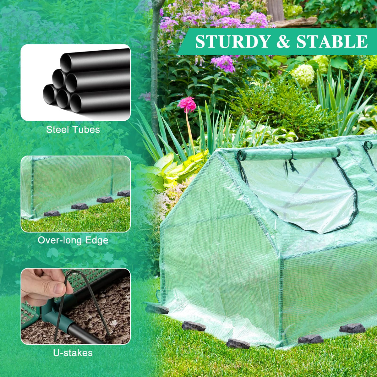 BPS sturdy powder-coated steel frame resists rust and wind