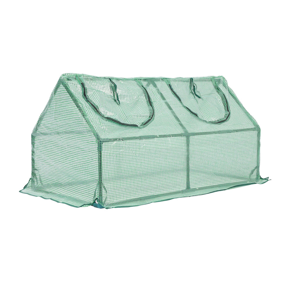 BPS mini greenhouse front view showing triple-layer window for climate control