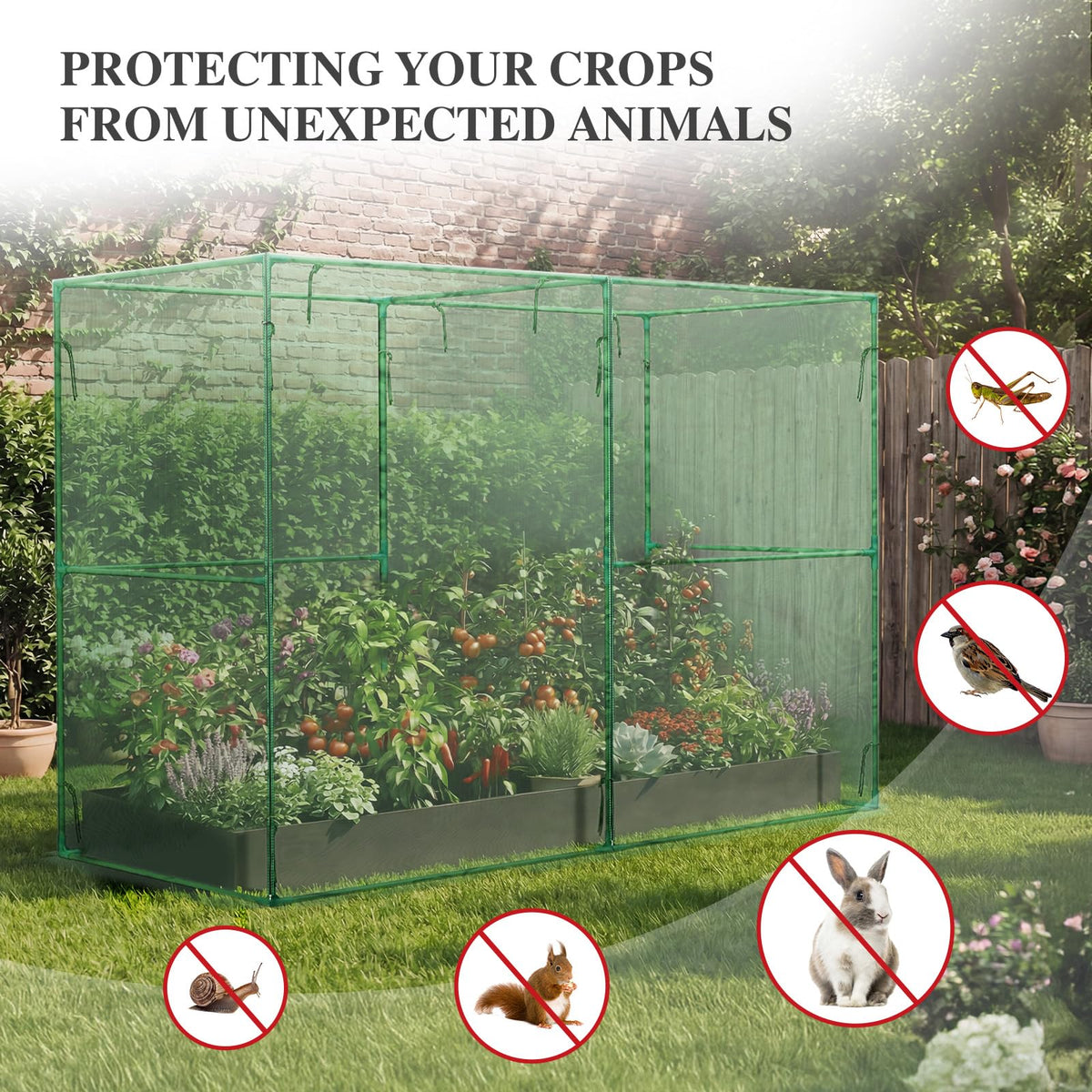 BPS Crop Cages ground stakes stabilize the enclosure in wind.