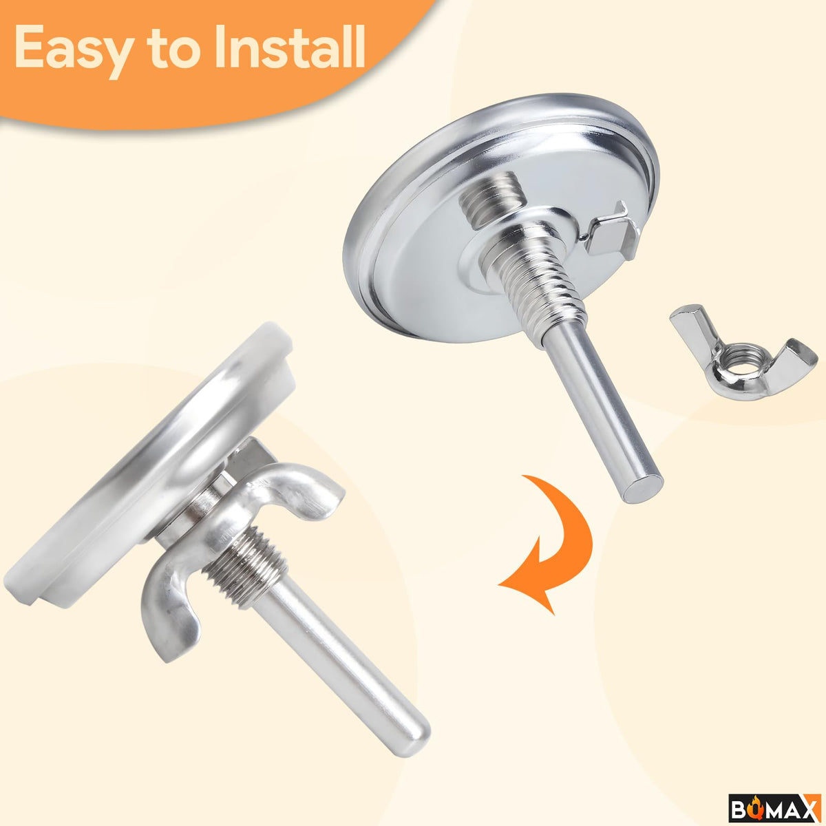 BQMAX stainless steel temperature gauge has a 1-13/16 inch dial.