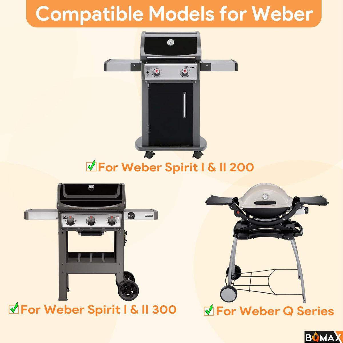 BQMAX 7581/60540 gauge on Spirit grills enables reliable heat checks.