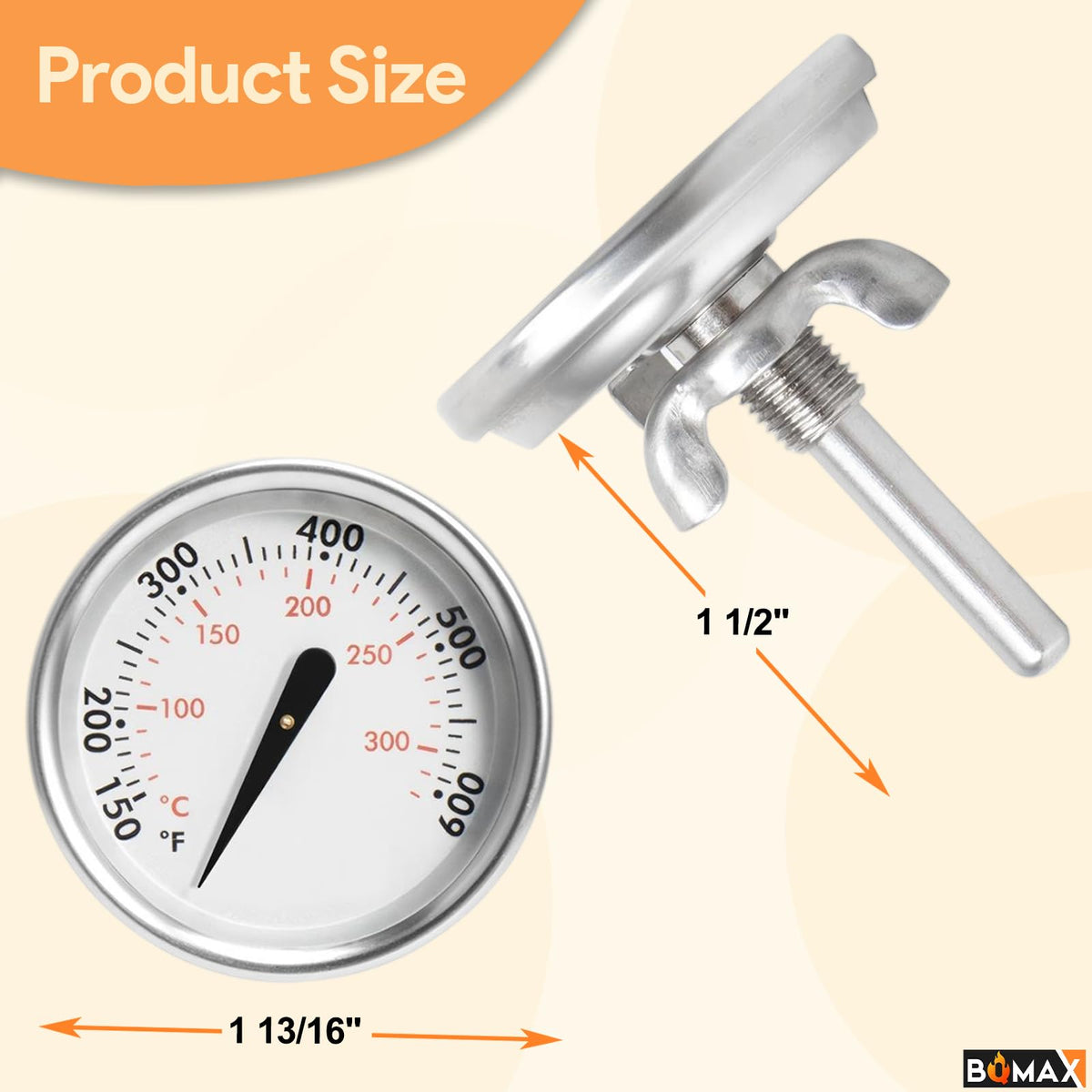 BQMAX Q-series thermometer with stainless steel body for durability.