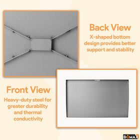 BQMAX griddle top with X-shaped bottom boosts stability on Blackstone 28-inch
