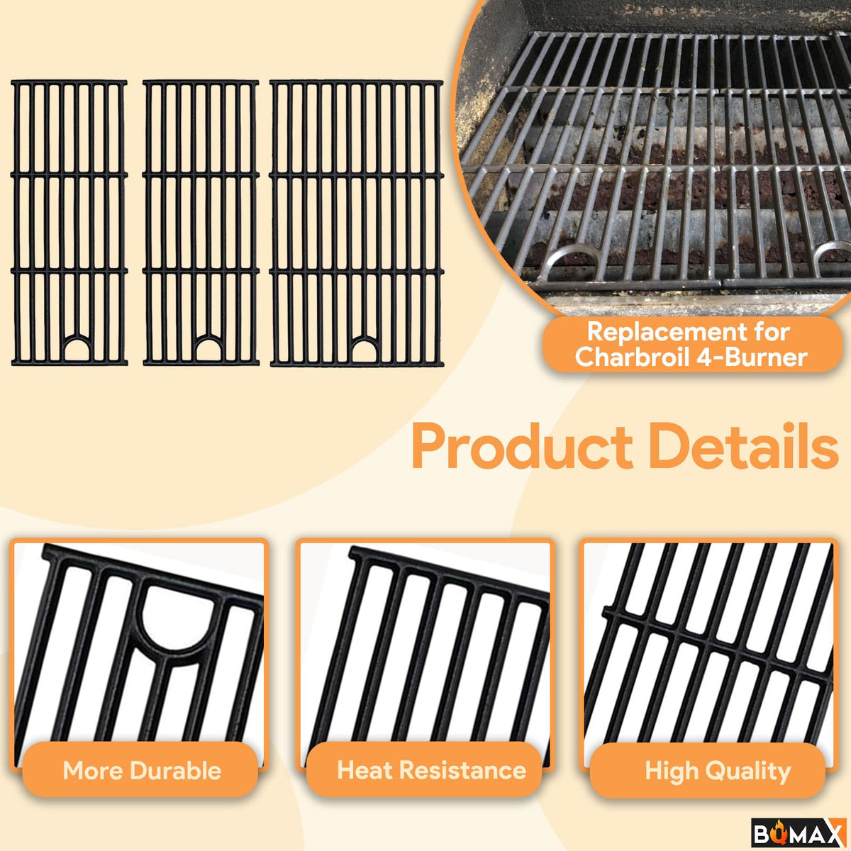 BQMAX replacement parts ensure easy installation and durable outdoor cooking