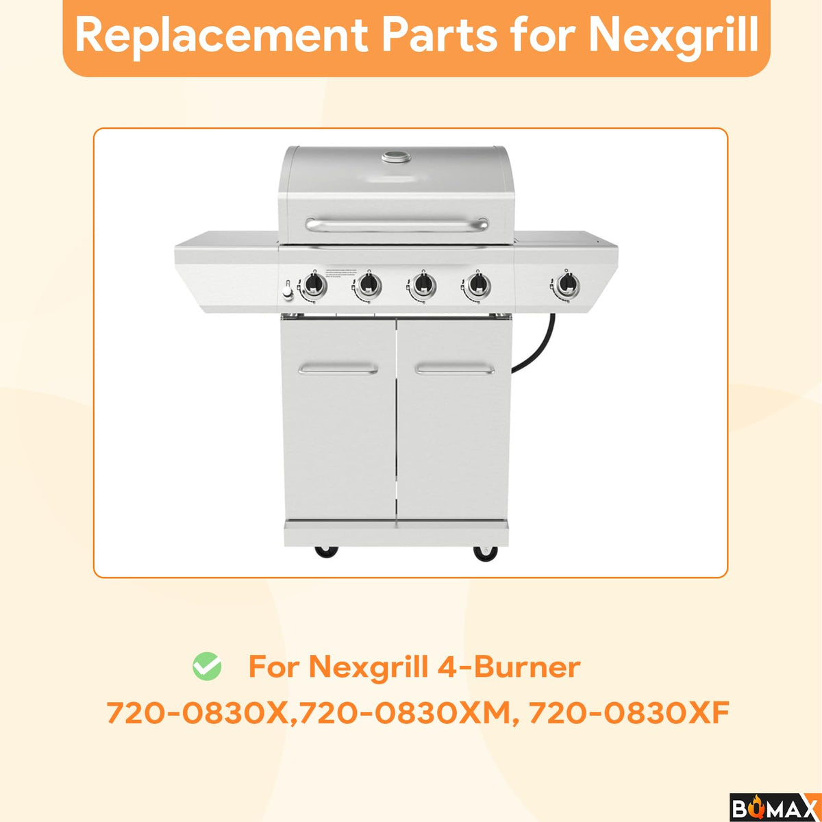 BQMAX Nexgrill burner assembly for 720-0830X with stronger flame control