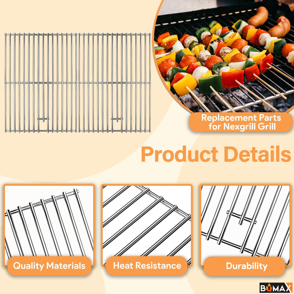 BQMAX Nexgrill cooking grate 4-burner model for even heat