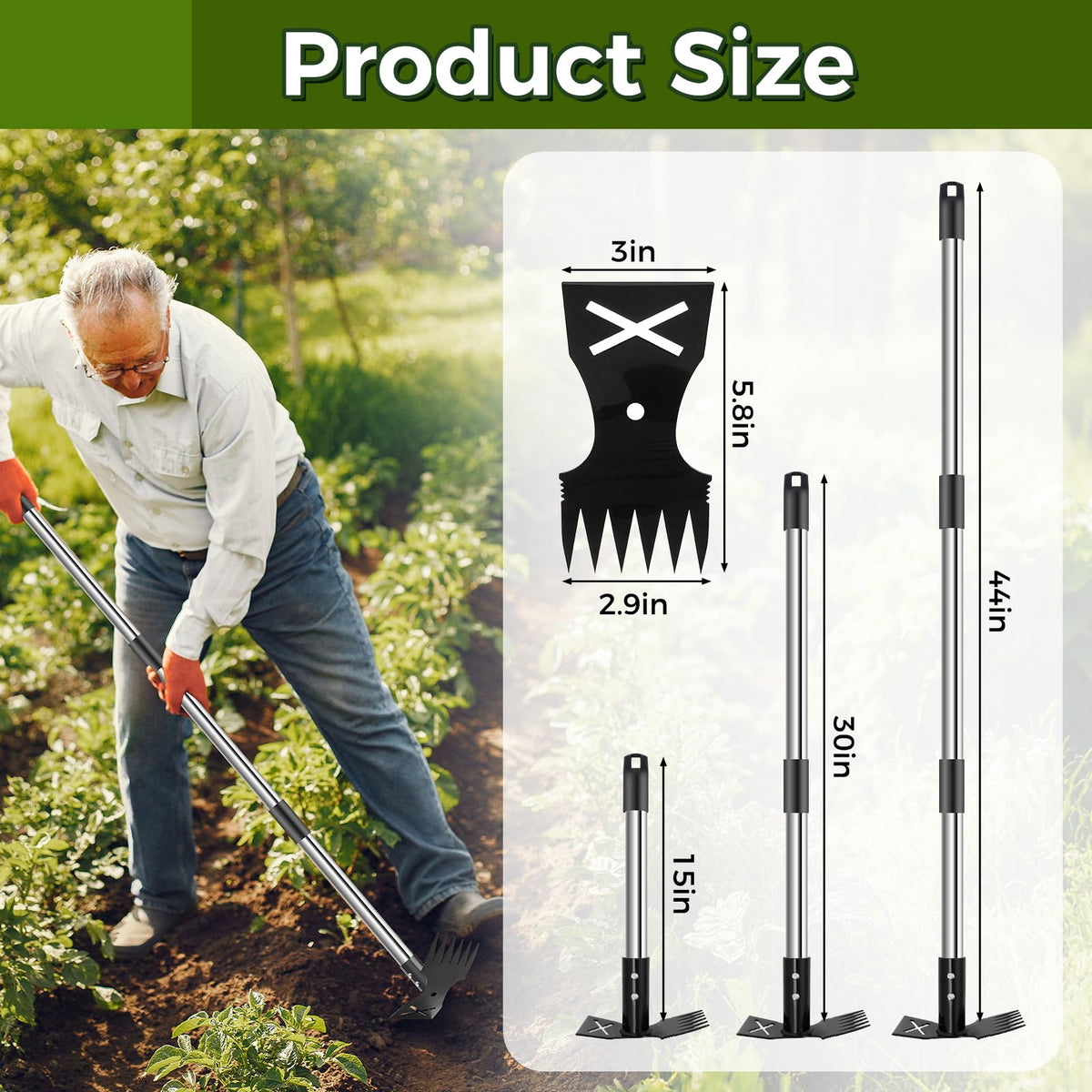 BQMEZRNUS weed puller dual-head close-up for efficient uprooting and soil work