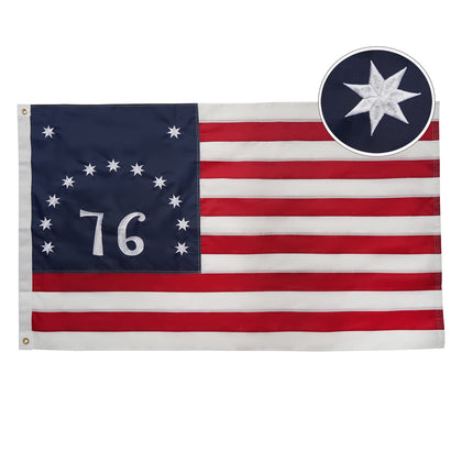 Bradford Bennington 1776 flag embroidered Betsy Ross double-sided for durable outdoor display