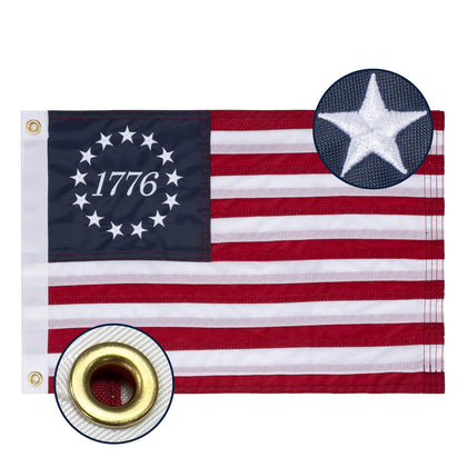Bradford Betsy Ross flag embroidery close-up showing durable stitching