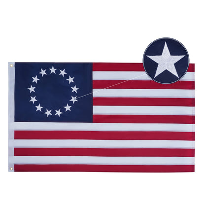 Bradford Betsy Ross flag front view with vivid double embroidery for outdoor display
