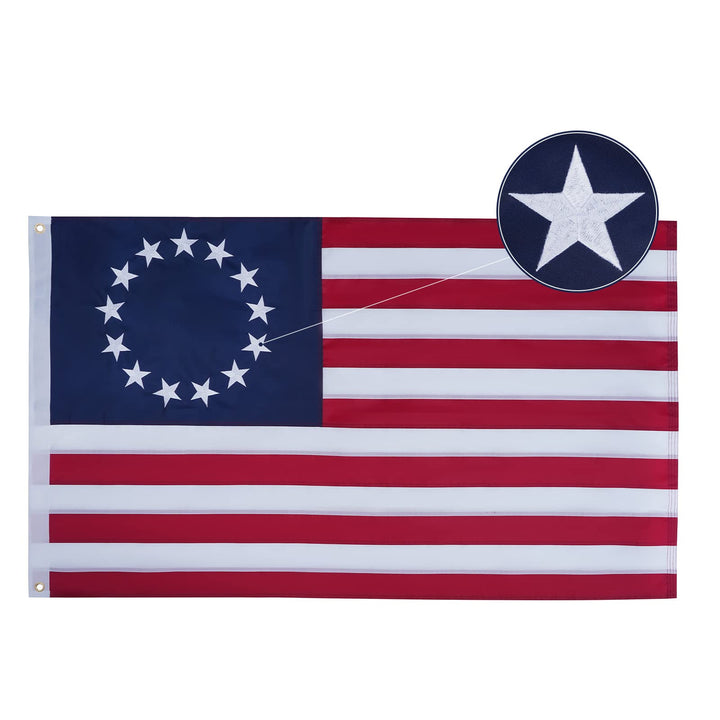Bradford Betsy Ross flag front view with vivid double embroidery for outdoor display