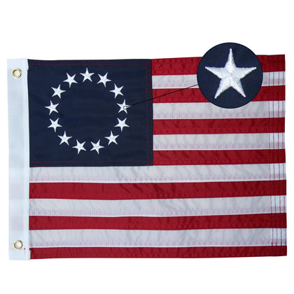 Bradford Betsy Ross flag embroidery 13-stars 12x18 for durable outdoor display