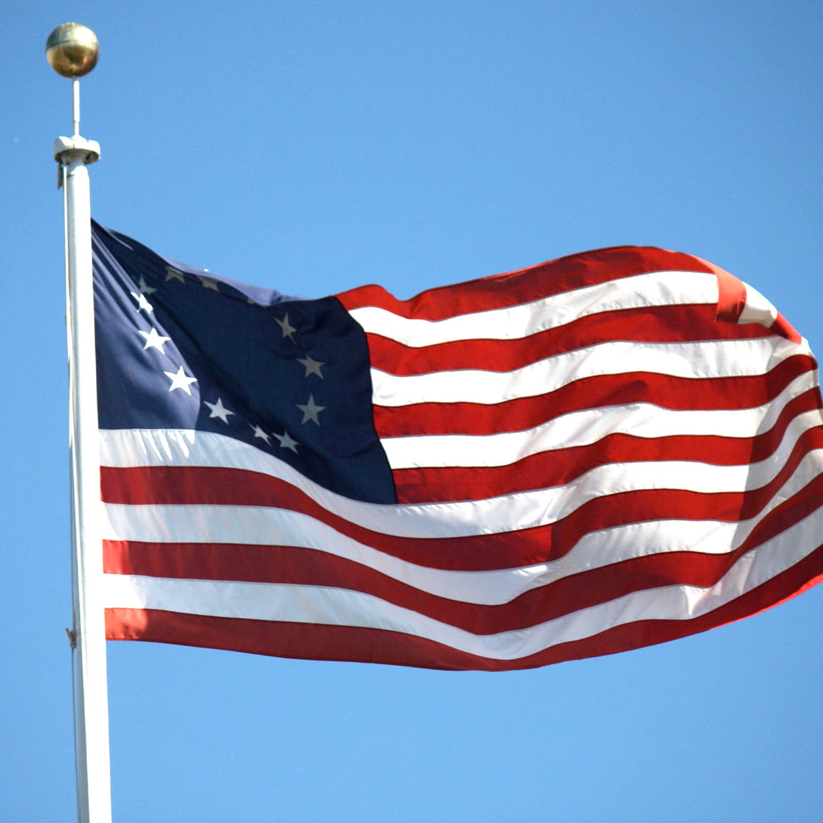 Bradford Betsy Ross flag embroidery detail highlighting textured stitches