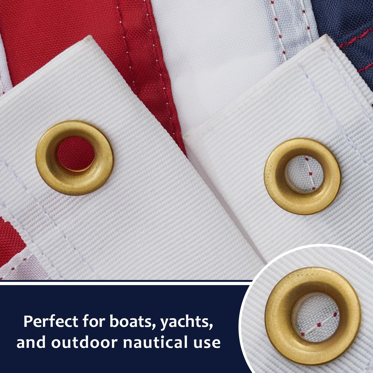 Bradford Boat Flag brass grommets resist corrosion for secure mounting.