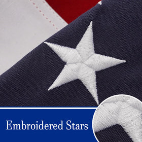 Bradford cotton flag with double-stitched leading edge for lasting longevity