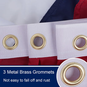 Bradford bunting with three brass grommets for sturdy outdoor hanging.