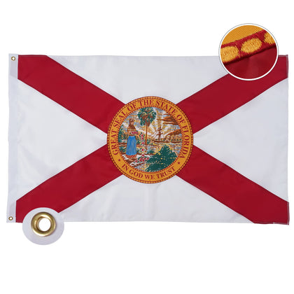 Bradford embroidered Florida flag 3x5 for durable home display