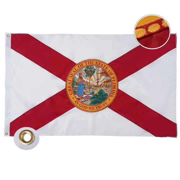 Bradford embroidered Florida flag 3x5 for durable home display