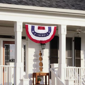 Bradford embroidered patriotic bunting shows bright colors that withstand sun and weather.