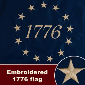 Bradford embroidery heavyweight cotton flag highlights detailed texture and heritage appeal.