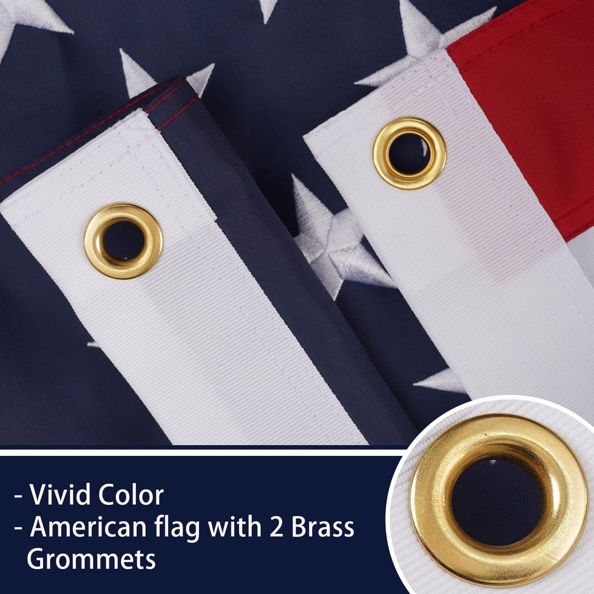 Bradford 30x48 flag quadruple-stitched trailing edge resists fraying