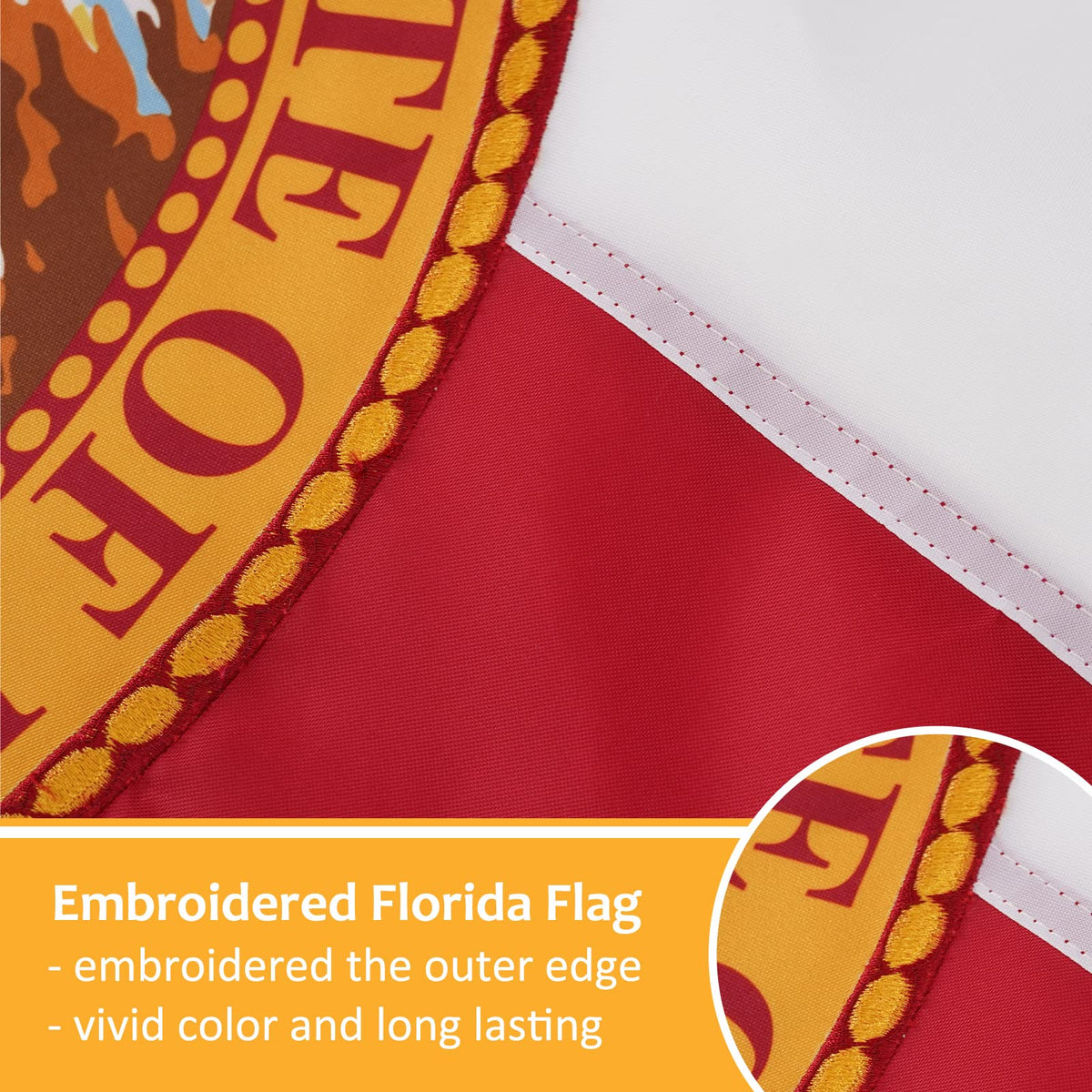 Bradford Florida flag outdoor flagpole display with bright, fade-resistant colors